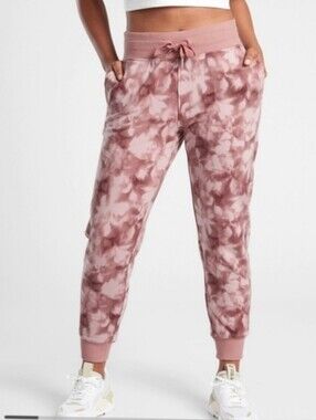 Athleta Balance Printed Jogger Mauve Pink Rose Tie-Dye Joggers Women's XS